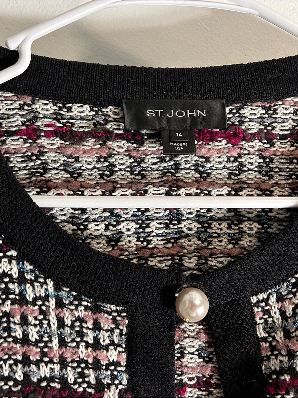 St. John Tweed Pearl-Button Designer Jacket - Picture 3 of 5